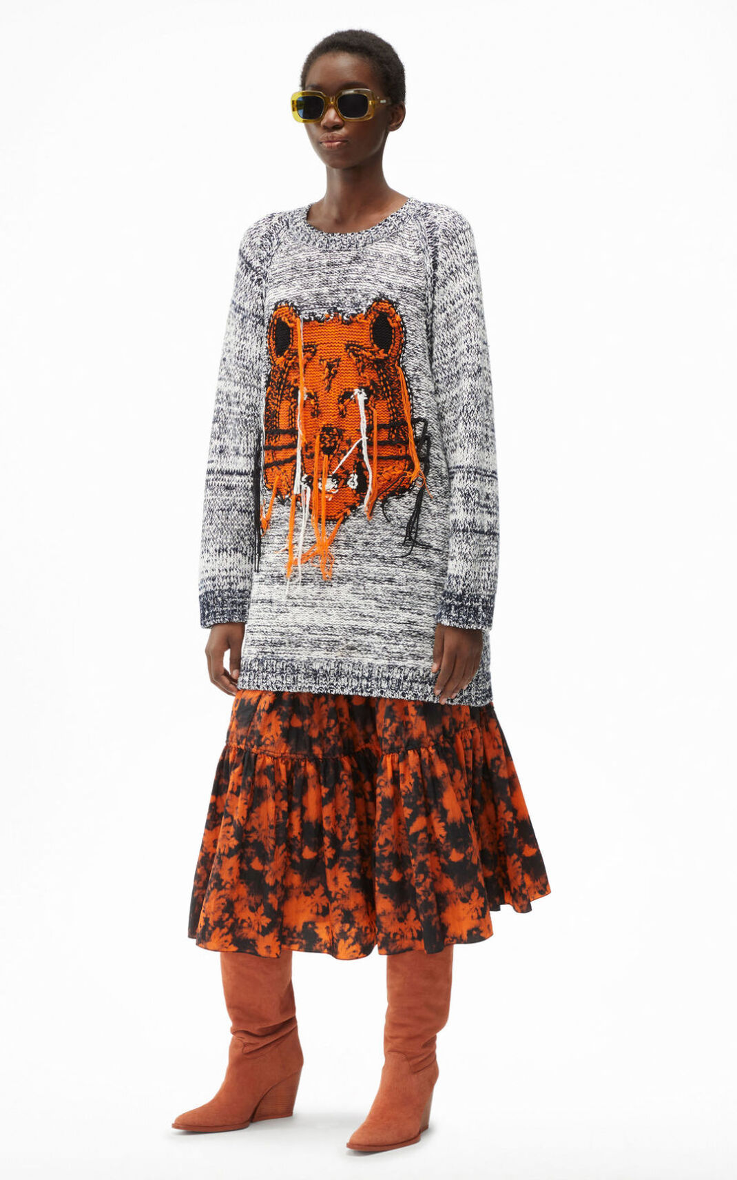 Kenzo Reversible K Tiger sweater Kjole Dame - Grå DK-974208